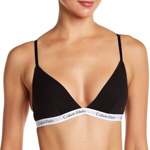CALVIN KLEIN Black and White with Adjustable Straps Triangle Cup Bralette Medium
